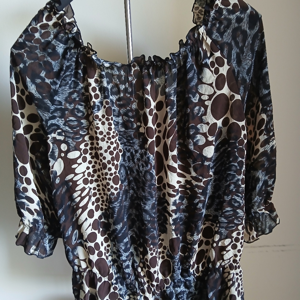Agora Size 2X Animal Print Blouse Sheer - Picture 9 of 11